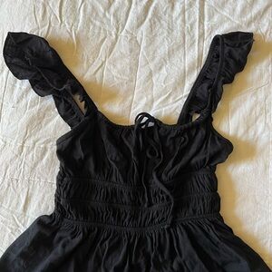 Black Tanktop with Ruffle Straps